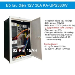 Bộ lưu điện 12V 30A KA-UPS360W (2 pin) cho camera, khoá cửa, modem, wifi